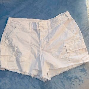 American Eagle shorts. Cargo style with fringe. Size 12 White.
